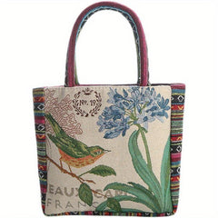 Bohemian Flower & Bird Embroidered Satchel Bag