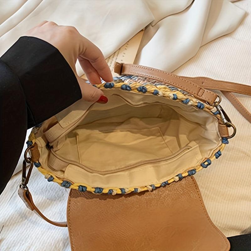 Straw Woven Beach Bag Rattan Crossbody Boho Shoulder Bag