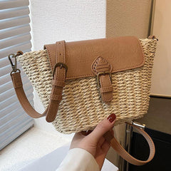 Straw Woven Beach Bag Rattan Crossbody Boho Shoulder Bag