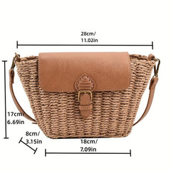 Straw Woven Beach Bag Rattan Crossbody Boho Shoulder Bag