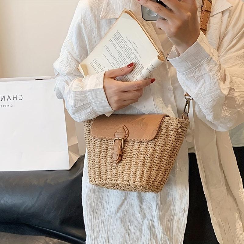 Straw Woven Beach Bag Rattan Crossbody Boho Shoulder Bag