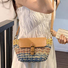 Straw Woven Beach Bag Rattan Crossbody Boho Shoulder Bag