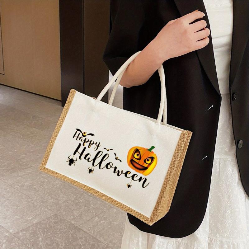Halloween Pumpkin Tote Bag Lightweight Shoulder Shopping Bag