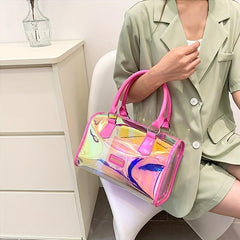 Clear Laser Handbag Set Holographic Boston Satchel Purse With Inner Pouch