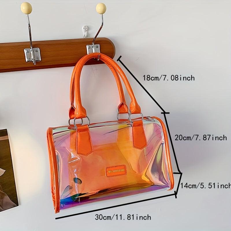 Clear Laser Handbag Set Holographic Boston Satchel Purse With Inner Pouch
