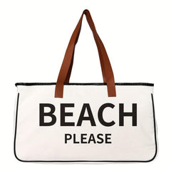 Large Capacity Letter Print Tote Bag Lightweight Versatile Storage Beach Bag