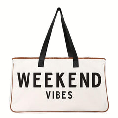 Large Capacity Letter Print Tote Bag Lightweight Versatile Storage Beach Bag