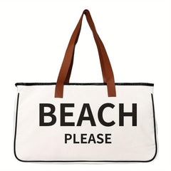 Large Capacity Letter Print Tote Bag Lightweight Versatile Storage Beach Bag