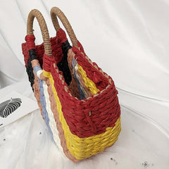 Round Straw Bag Colorful Summer Beach Handbag