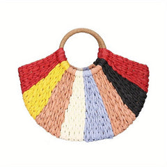 Round Straw Bag Colorful Summer Beach Handbag