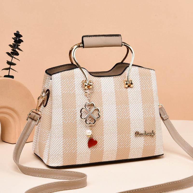 Leaf Faux Pearl Pendant Shoulder Bag Large Capacity Tote Handbag