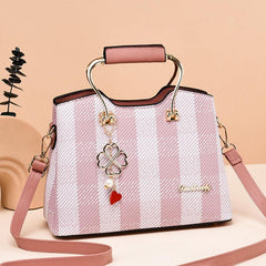Leaf Faux Pearl Pendant Shoulder Bag Large Capacity Tote Handbag