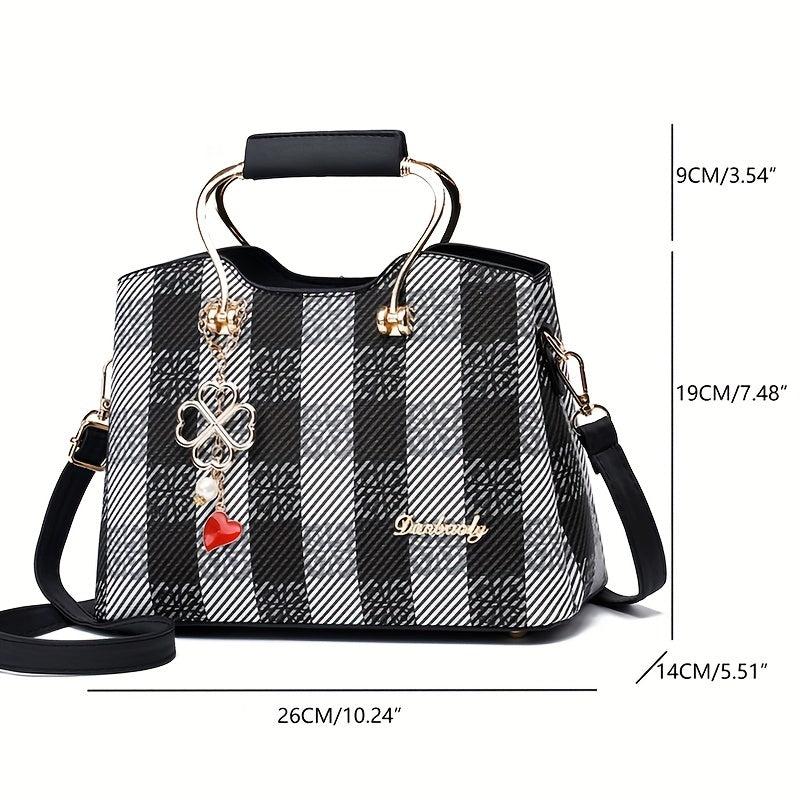 Leaf Faux Pearl Pendant Shoulder Bag Large Capacity Tote Handbag
