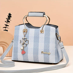 Leaf Faux Pearl Pendant Shoulder Bag Large Capacity Tote Handbag