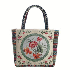 Bohemian Flowers Pattern Bag Vintage Embroidery Satchel Handbag