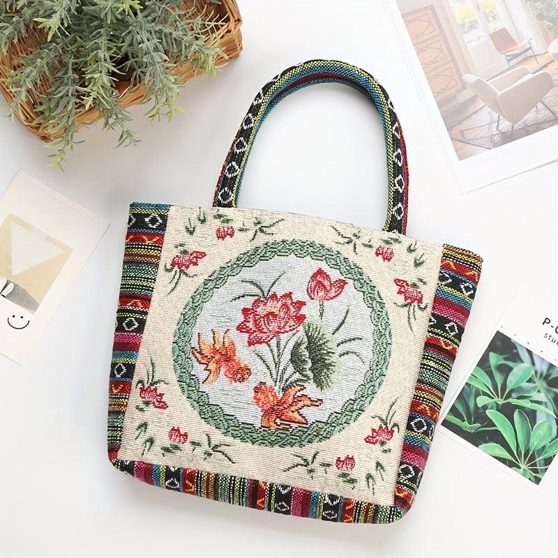 Bohemian Flowers Pattern Bag Vintage Embroidery Satchel Handbag