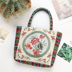 Bohemian Flowers Pattern Bag Vintage Embroidery Satchel Handbag