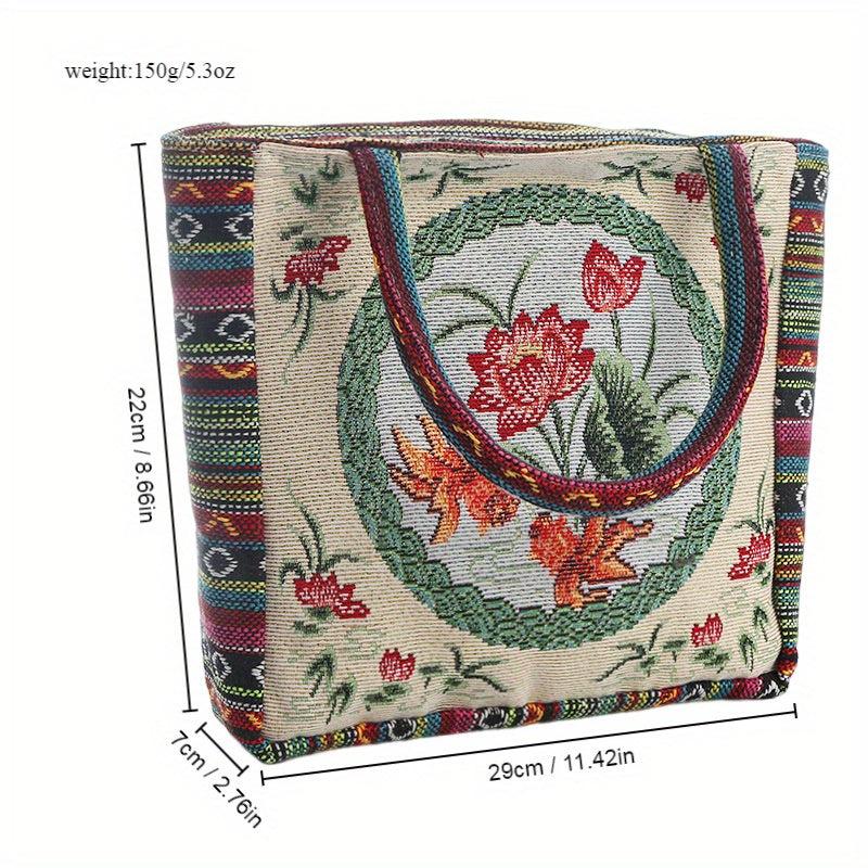 Bohemian Flowers Pattern Bag Vintage Embroidery Satchel Handbag