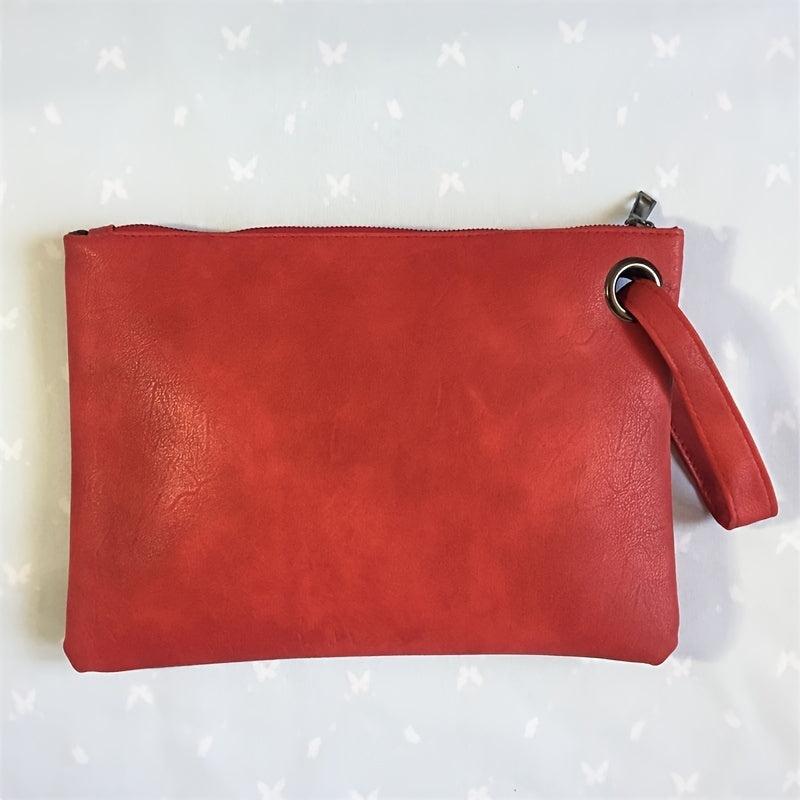 Square Clutch Bag Large Capacity Zipper Purse With Wristlet