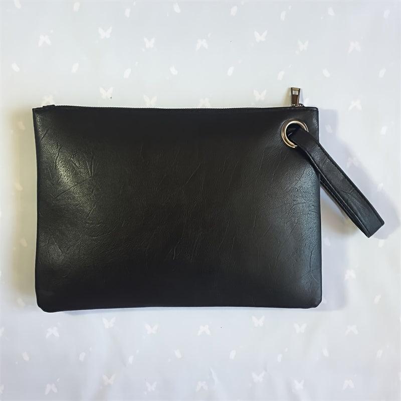 Square Clutch Bag Large Capacity Zipper Purse With Wristlet