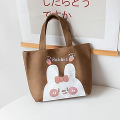 Bunny Pattern Canvas Bag Handbag Lunch Bag For Work & Picnic