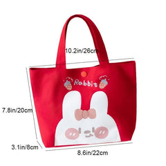 Bunny Pattern Canvas Bag Handbag Lunch Bag For Work & Picnic