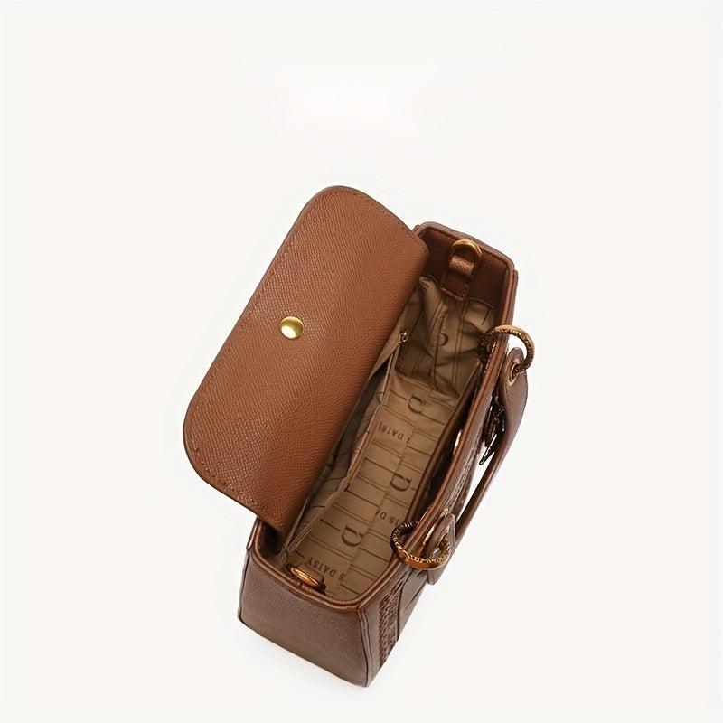 Retro Square Crossbody Satchel Bag Waterproof Classic Textured Bag