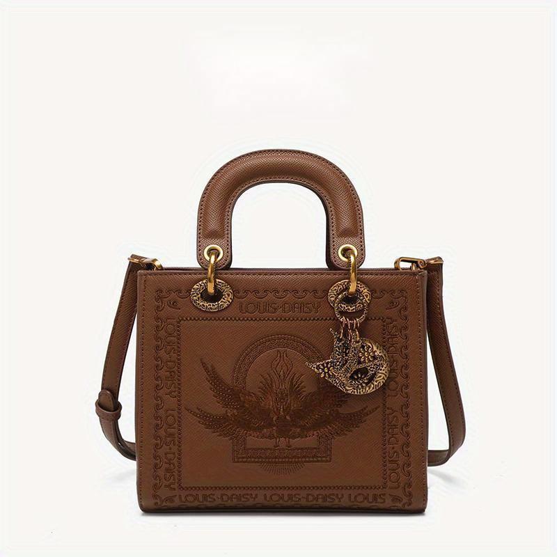 Retro Square Crossbody Satchel Bag Waterproof Classic Textured Bag