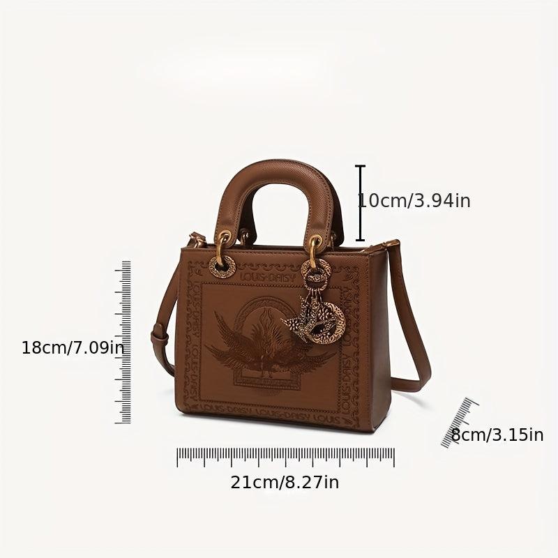 Retro Square Crossbody Satchel Bag Waterproof Classic Textured Bag