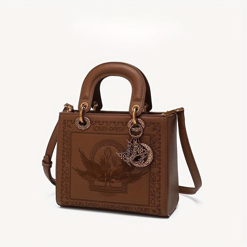 Retro Square Crossbody Satchel Bag Waterproof Classic Textured Bag