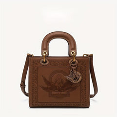 Retro Square Crossbody Satchel Bag Waterproof Classic Textured Bag