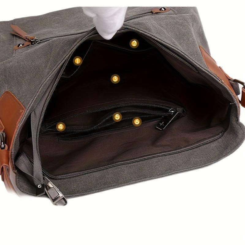 Retro Large Capacity Crossbody Bag Canvas Lightweight Messenger Hobo Bag