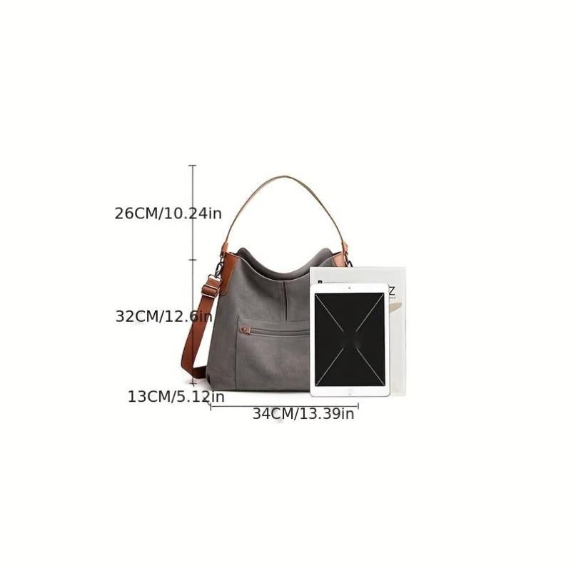 Retro Large Capacity Crossbody Bag Canvas Lightweight Messenger Hobo Bag