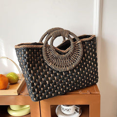 Straw Summer Beach Tote Bag Large Capacity Handbag Women's Casual Vacation