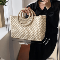 Straw Summer Beach Tote Bag Large Capacity Handbag Women's Casual Vacation