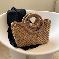 Straw Summer Beach Tote Bag Large Capacity Handbag Women's Casual Vacation