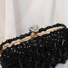 Beaded Sequins Evening Bag Box Clutch Purse for Wedding & Party
