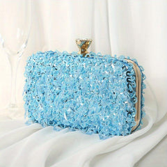 Beaded Sequins Evening Bag Box Clutch Purse for Wedding & Party