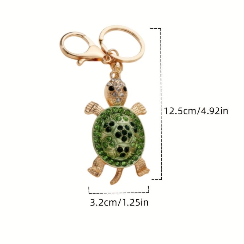 Rhinestone Turtle Tortoise Keychain Metal Key Ring Car Decoration Christmas Gift