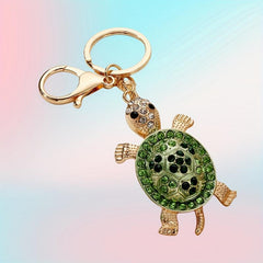 Rhinestone Turtle Tortoise Keychain Metal Key Ring Car Decoration Christmas Gift