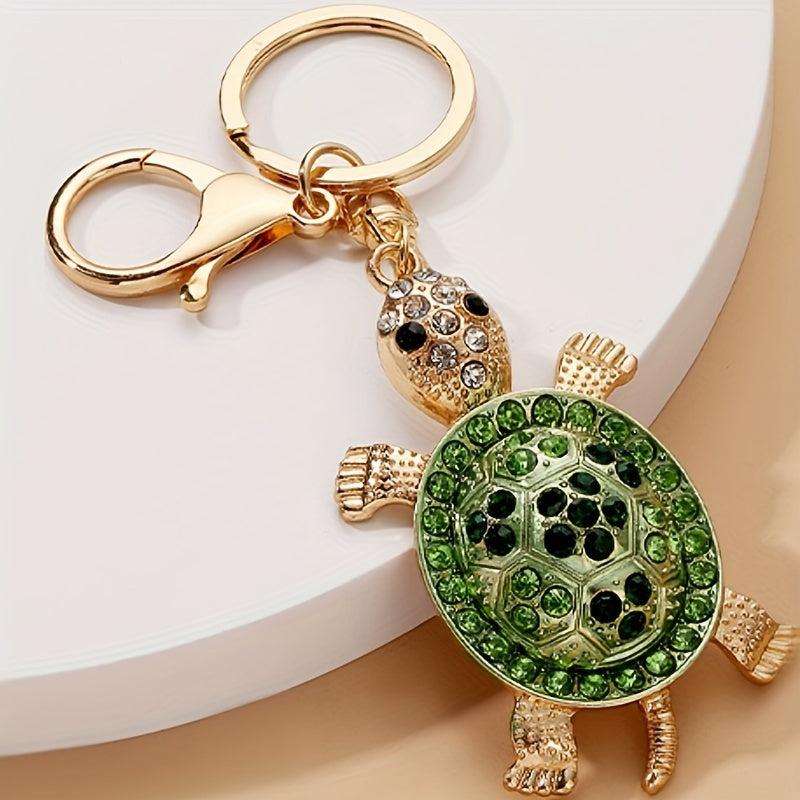 Rhinestone Turtle Tortoise Keychain Metal Key Ring Car Decoration Christmas Gift