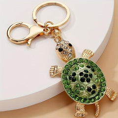 Rhinestone Turtle Tortoise Keychain Metal Key Ring Car Decoration Christmas Gift