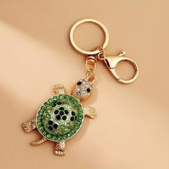Rhinestone Turtle Tortoise Keychain Metal Key Ring Car Decoration Christmas Gift