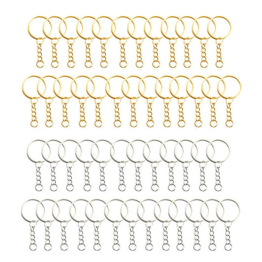 50pcs Key Ring With Chain And Open Jump Split Round Keychain Rings Bulk