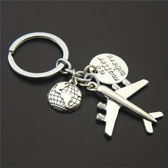 Airplane & Compass Decor Keychain Travel Charm Key Ring Bag Car Pendant
