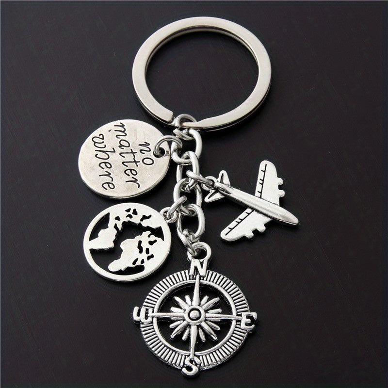 Airplane Travel Keychain Metal Key Ring Purse Bag Backpack Car Charm