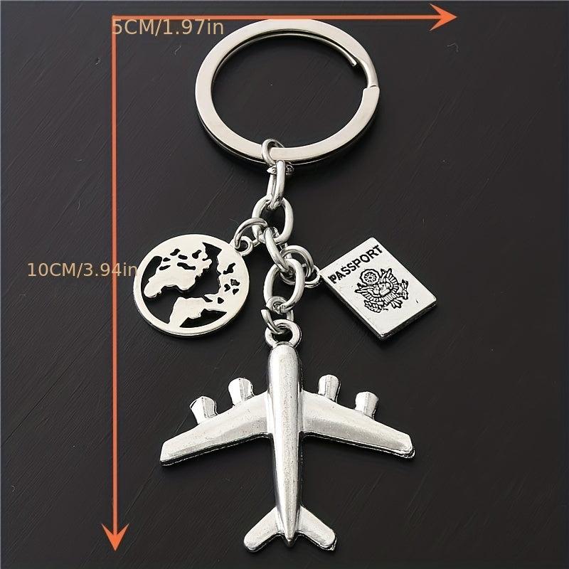 Airplane Travel Keychain Metal Key Ring Purse Bag Backpack Car Charm