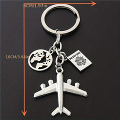 Airplane Travel Keychain Metal Key Ring Purse Bag Backpack Car Charm
