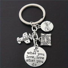 Airplane Travel Keychain Metal Key Ring Purse Bag Backpack Car Charm