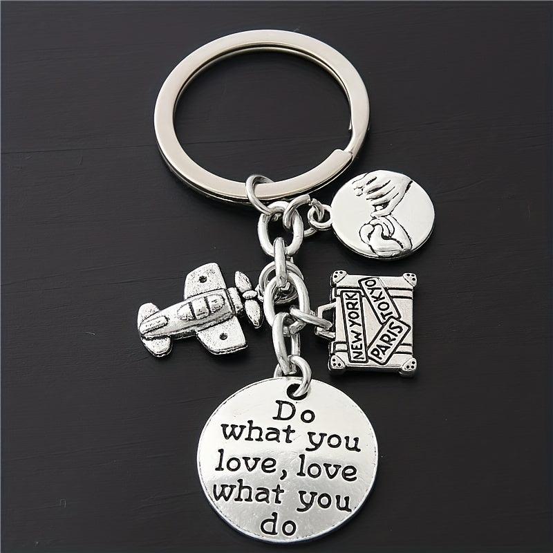 Airplane Travel Keychain Metal Key Ring Purse Bag Backpack Car Charm